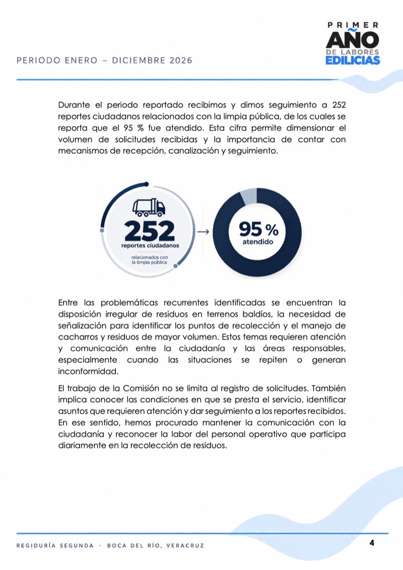 Página 6 del informe: Comisión de Limpia Pública, continuación.